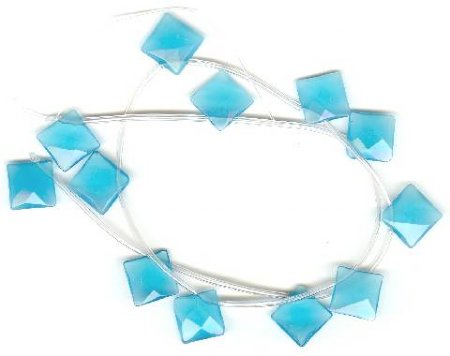 1 12x12mm Quartz Aqua Faceted Square Drop