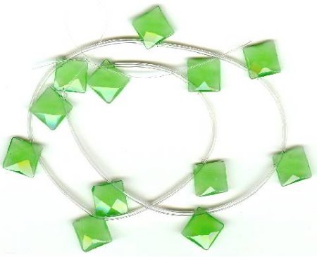 1 12x12mm Chrysophase Faceted Square Drop