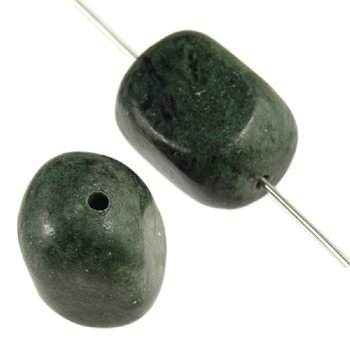 16 inch strand of 16x12mm Green Granite Nugget Beads
