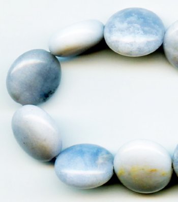 8 inch strand of 12x6mm Blue Chalcedony Coin Beads