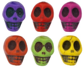 14 13mm Multi Dyed Magnesite Skull Beads