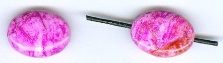 2 14x10mm Flat Oval Dyed Pink Crazy Stone Beads