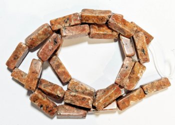 16 inch strand of 14x6mm Poppy Jasper Rectangle Beads