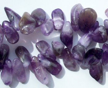 16 inch strand of 11x6mm Tumbled Amethyst Side Drilled Nuggets