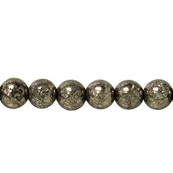 15.5 Inch Strand of 6mm Round Pyrite Beads