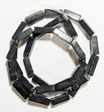 16 Inch Strand of 13x4mm Black Stone Rectangle Beads