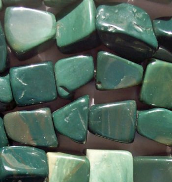 16 inch strand of 18x12mm Green Dyed Magnesite Nugget Beads