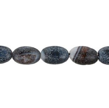 16 inch strand of 18x13mm Antique Banded Agate Flat Oval Beads