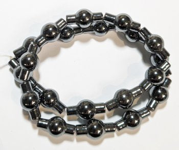 16 inch strand of 20x10mm Hematite Tube and Ball Beads