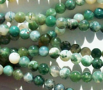 16 inch strand of 4mm Round Moss Agate Beads