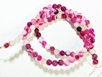 16 inch strand of 4mm Round Striped Pink Agate Beads
