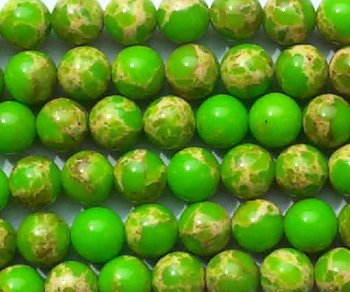 16 inch strand of 6mm Round Green Imperial Jasper Beads