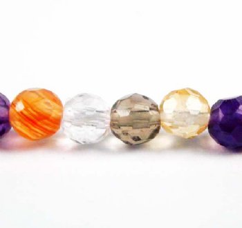 16 Inch Strand of 6mm Round Faceted Multi Stone Beads