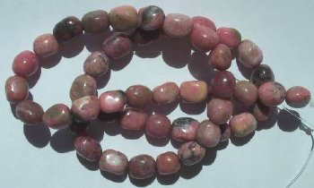 16inch Strand of 7 to 9mm Rhodonite Nugget Beads