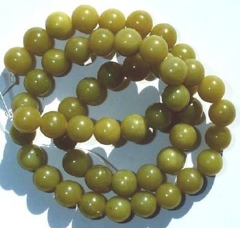 16 inch strand of 8mm Round Olivine Jade Beads
