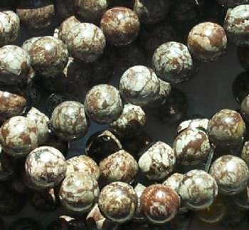 16 inch strand of 8mm Round Brown Snowflake Jasper Beads