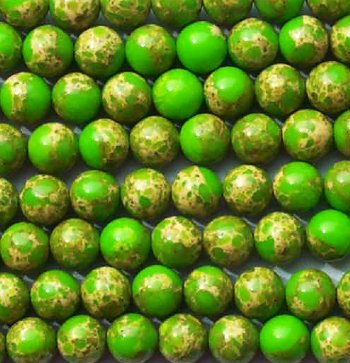 16 inch strand of 8mm Round Green Imperial Jasper Beads