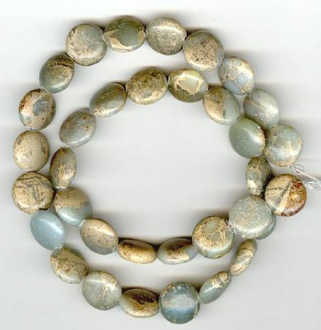 16 inch strand of 12mm Aqua Terra Jasper Coins