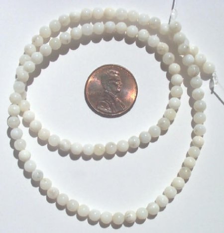 16 inch strand of 4mm Round Mother of Pearl
