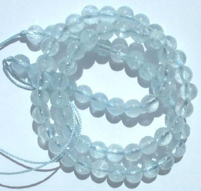 16 inch strand of 5.5mm Round Aquamarine Beads