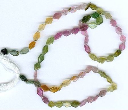 16 inch strand of 7x5mm Flat Diamond Tourmaline Beads