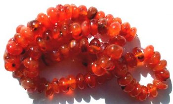 16 inch strand of 4x8mm Carnelian Smooth Rondelle Beads