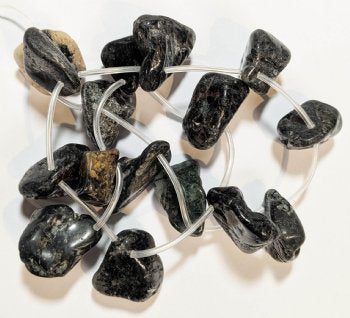 16 inch strand of 12x8mm Black Agate Tumbled Nugget Drop Beads