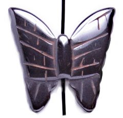 1 16x16mm Carved Hematite Butterfly Bead