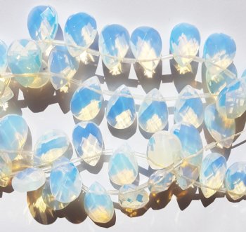 1, 20x13mm Sea Opal Faceted Flat Drop