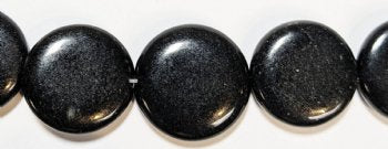 11pcs 20x6mm Black Stone Coin Beads