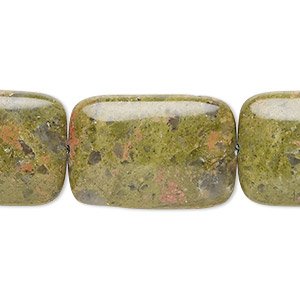 1, 25x17mm Unakite Flat Rectangle Bead