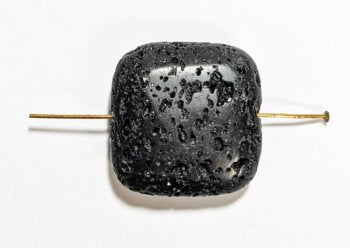 1 25x25x9mm Lava Stone Flat Square Bead