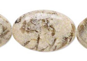 1, 30x20mm Natural Feldspar Flat Oval Bead
