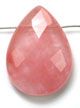 1 30x22mm Faceted Flat Briolette Drop Cherry Quartz Pendant