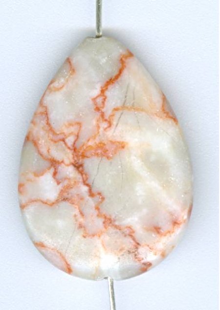 1 30x23mm Red Zebra Jasper Flat Teardrop Bead