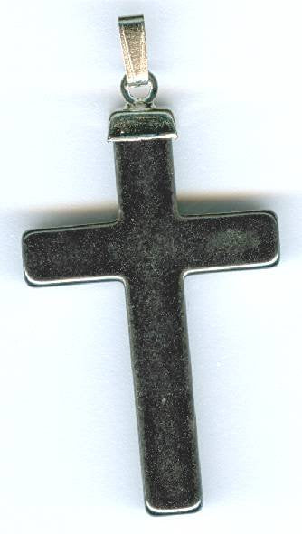 1 34x22mm Hematite Cross with Silver Bail and Ring