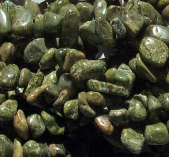 36 Inch Strand of Green Breciated Jasper Chips