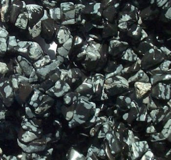 36 inch strand of Snowflake Obsidian Chips