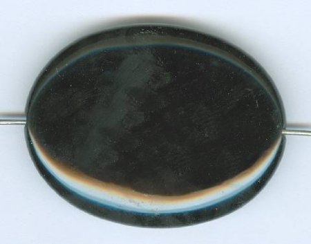 1 40x30mm Flat Oval Black Onyx Bead