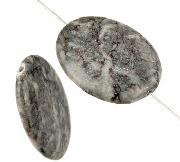 1 40x30mm Pink Zebra Jasper Flat Oval Bead