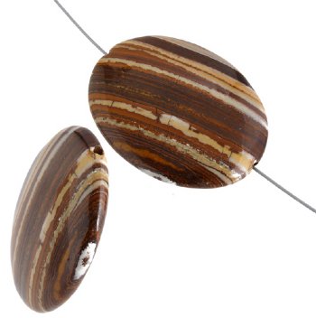 1 40x30mm Iron Zebra Jasper Flat Oval Bead