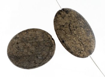 1, 40x30mm Flat Oval Pyrite Bead
