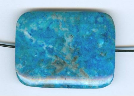 1 40x30mm Flat Rectangle Dyed Blue Crazy Stone Bead