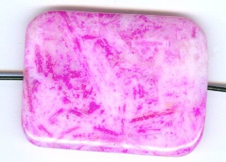 1 40x30mm Flat Rectangle Dyed Pink Crazy Stone Bead