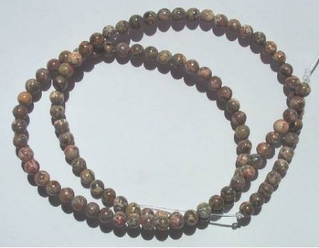 16 inch strand 4mm Leopard Skin Jasper Beads