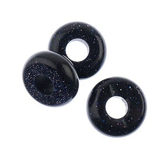 2, 4x10mm Large Hole Boho Rondelle Blue Stone Beads