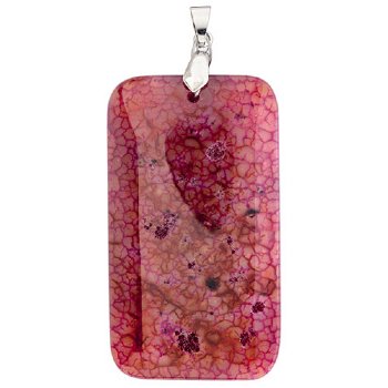 55x32mm Dyed Fuchsia Agate Rectangle Pendant with Silver Plate Bail