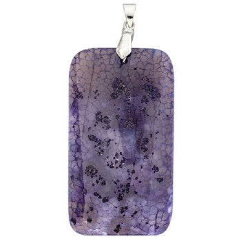 55x32mm Dyed Purple Agate Rectangle Pendant with Silver Plate Bail