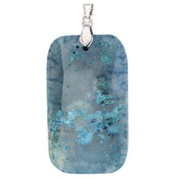 55x32mm Dyed Turquoise Agate Rectangle Pendant with Silver Plate Bail