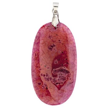 55x32mm Dyed Fuchsia Agate Oval Pendant with Silver Plate Bail